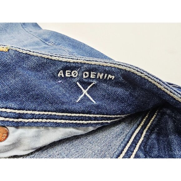 American Eagle Outfitters Size 6 X-Long Women Kick Boot Super Stretch Blue Jeans - Picture 9 of 13